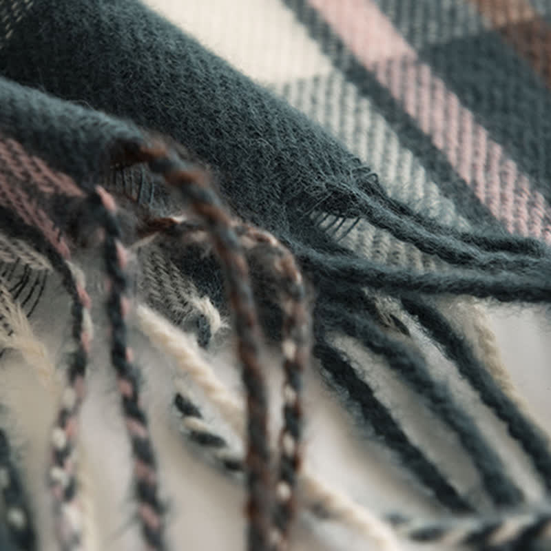 Sciarpa con frange a quadri britannici versatile da donna