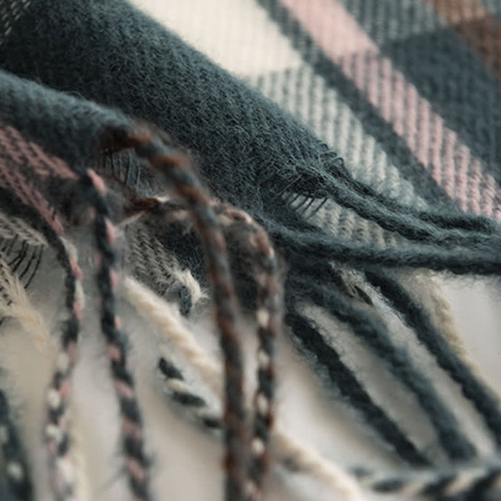 Sciarpa con frange a quadri britannici versatile da donna