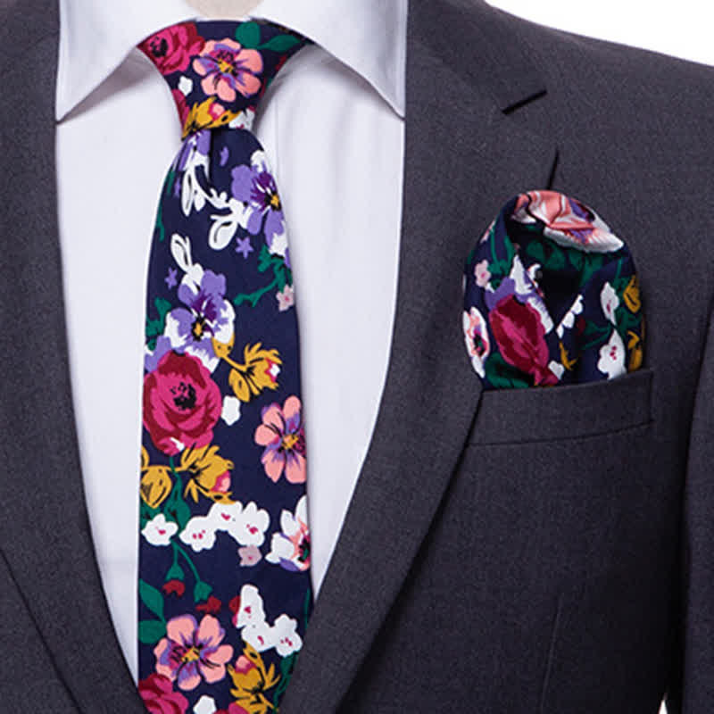 Set di 2 cravatte floreali in stile bohémien da uomo