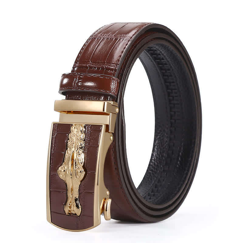 Cintura da uomo in pelle con chiusura automatica con motivo coccodrillo