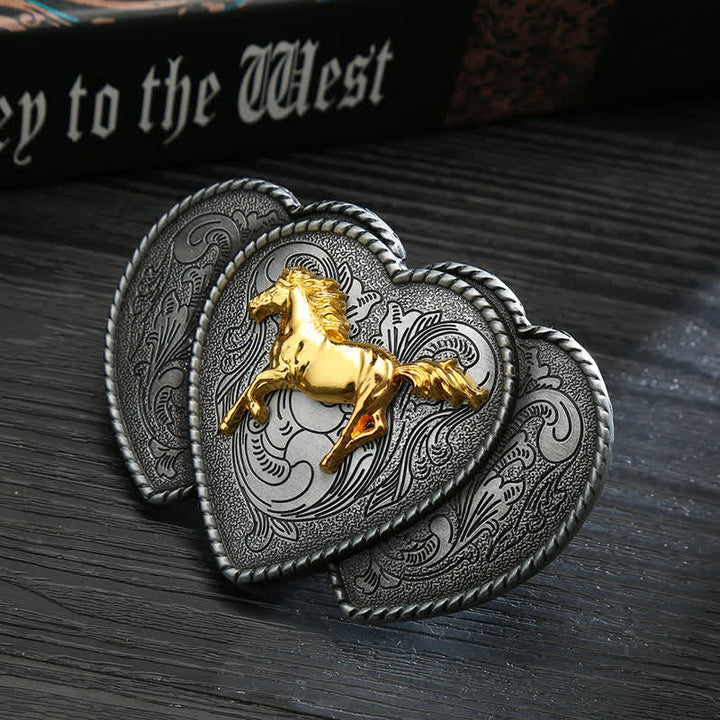 Cintura in pelle con fibbia a forma di cuore triplo cavallo fai da te da uomo