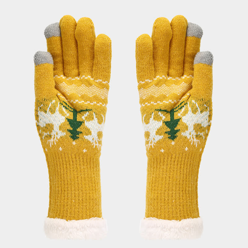 3 pezzi da donna renna albero jacquard cappello sciarpa guanti set