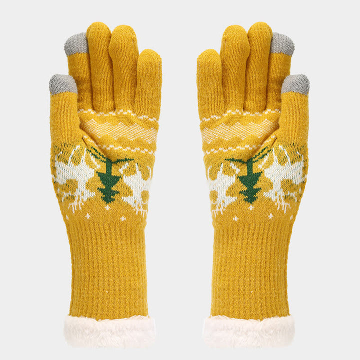 3 pezzi da donna renna albero jacquard cappello sciarpa guanti set