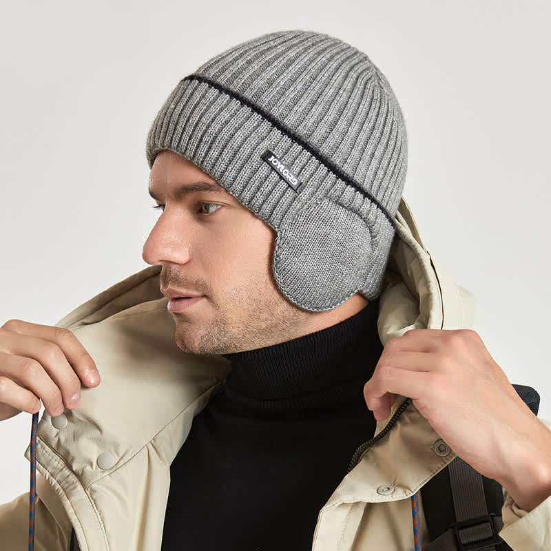 Cappello unisex in maglia elastica spessa con paraorecchie tinta unita