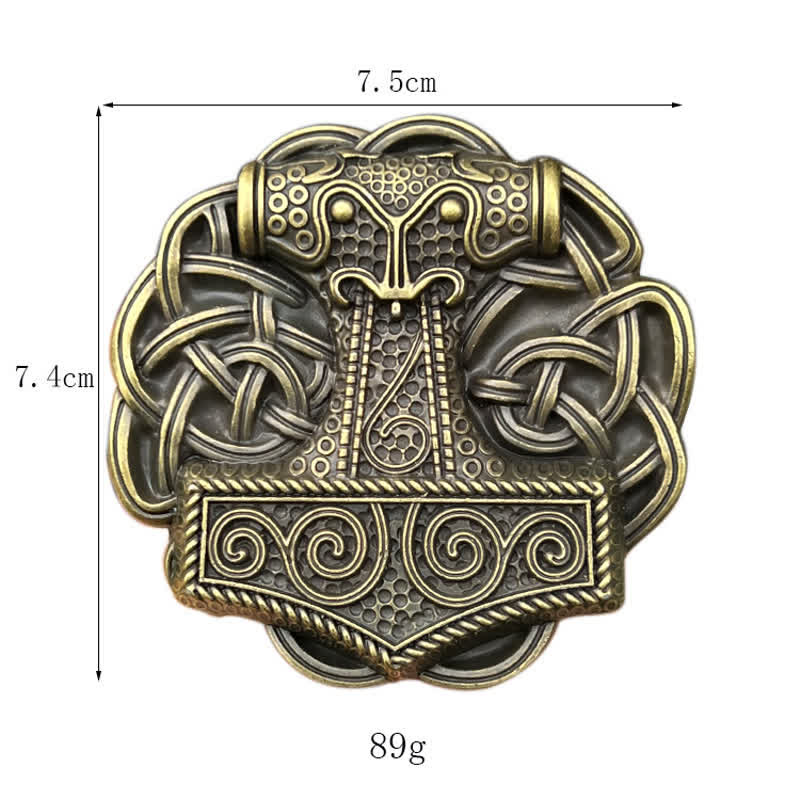 Cintura in pelle fai da te da uomo con fibbia a forma di martello di Thor vichingo