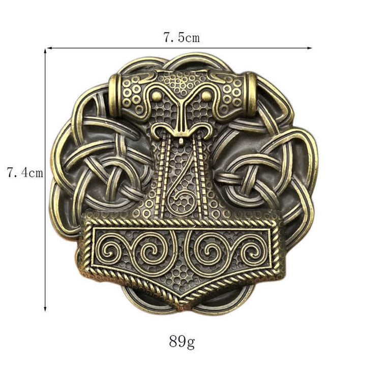 Cintura in pelle fai da te da uomo con fibbia a forma di martello di Thor vichingo