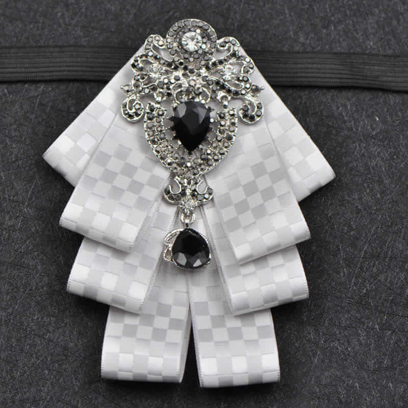 Set di 3 papillon con strass neri a quadri