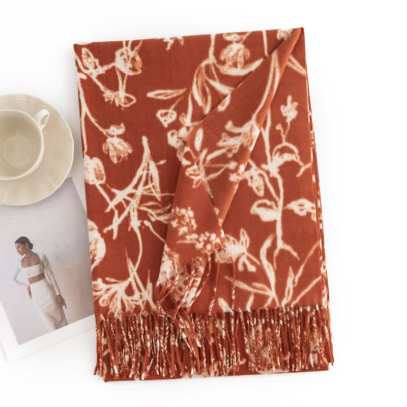 Sciarpa botanica con fiori dolci color crema da donna