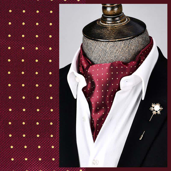 Cravatta a pois Ascot floreale moderna grandeur rosso scuro