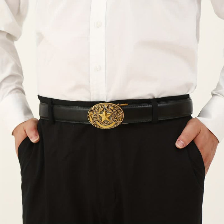 Cintura in pelle con chiusura automatica Texas Pentagram fai da te da uomo