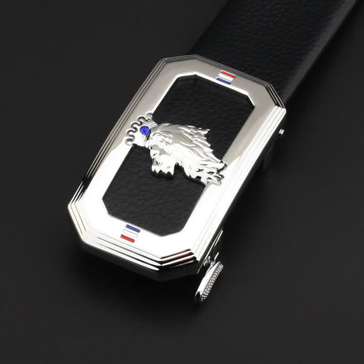 Cintura in pelle fai da te da uomo con fibbia automatica a forma di testa di leone - Argento - Senza cintura - image 7