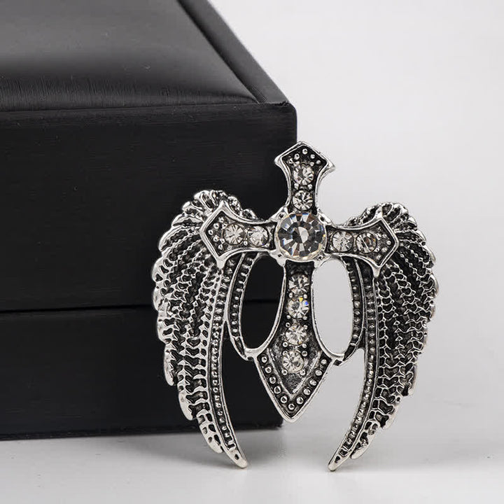 Spilla a forma di croce con ali Soar In Faith da uomo