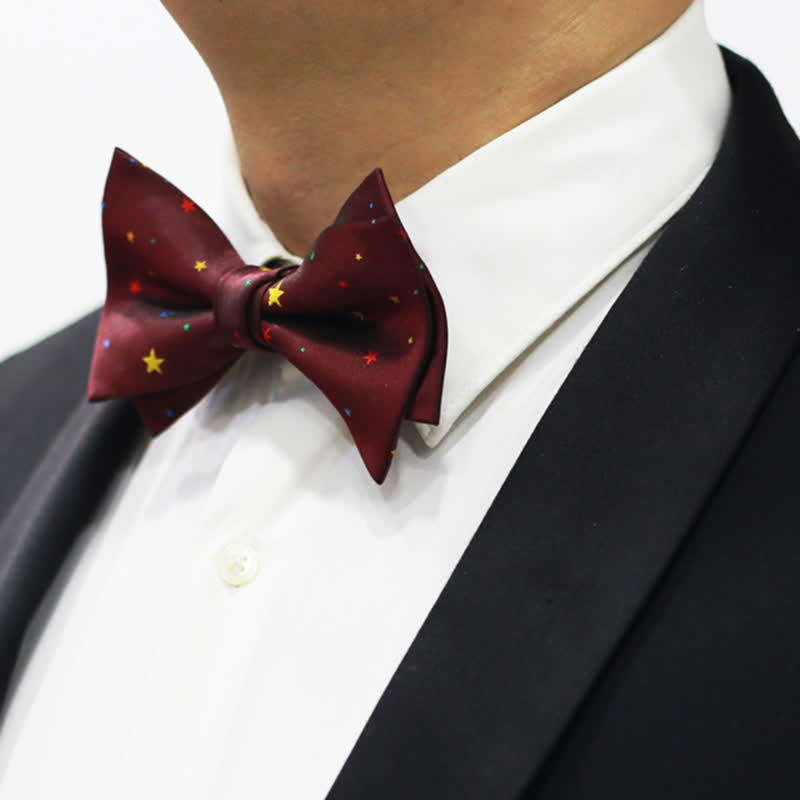 Papillon da uomo con stelle scintillanti colorate bordeaux