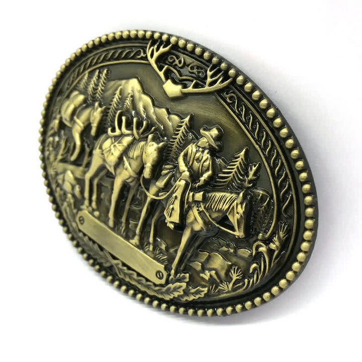Cintura in pelle con fibbia a forma di cavallo da cavaliere da cowboy fai da te da uomo