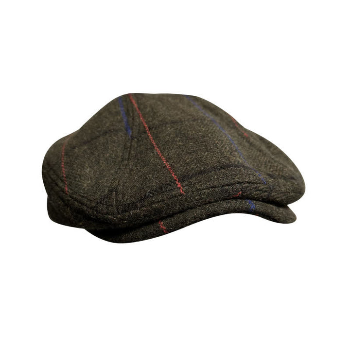 Berretto basco vintage a strisce blu-arancio oliva