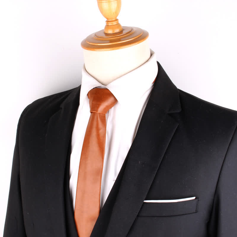 Cravatta stretta casual in pelle PU da uomo
