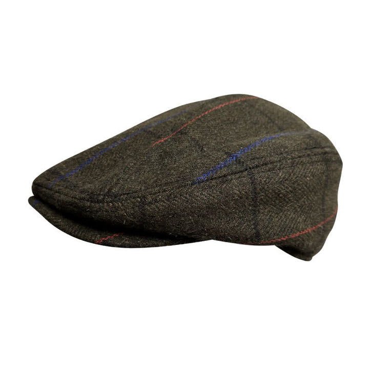 Berretto basco vintage a strisce blu-arancio oliva