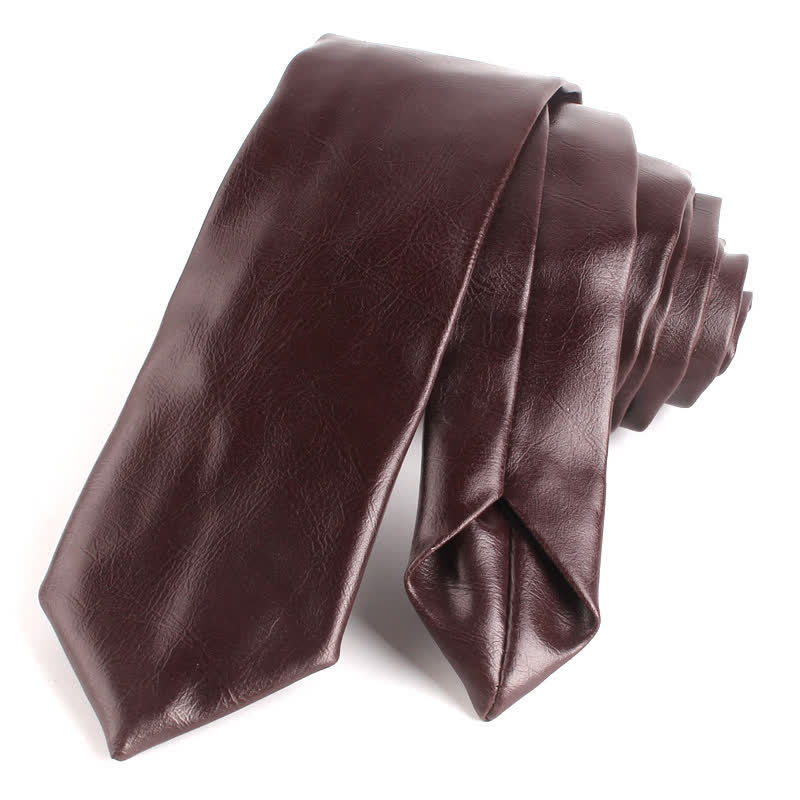 Cravatta stretta casual in pelle PU da uomo