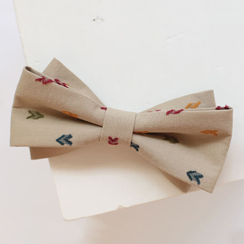 Papillon da uomo con frecce ricamate color cachi