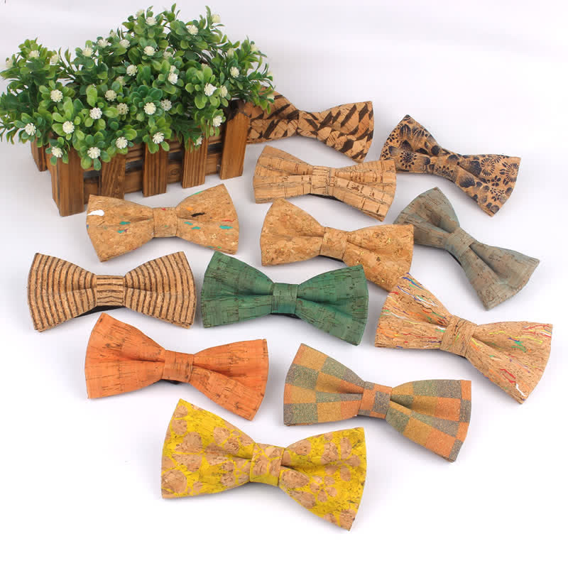 Papillon multicolore con stampa geometrica effetto legno da uomo