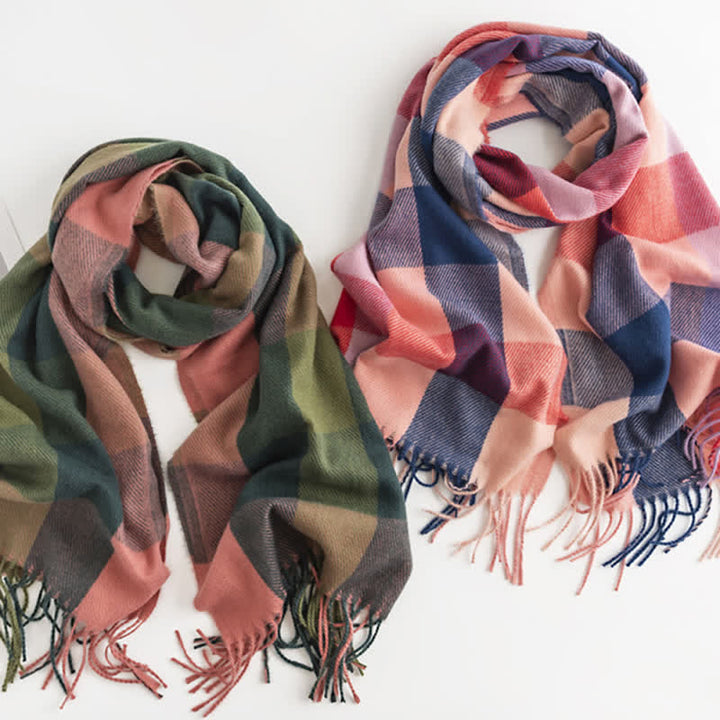 Sciarpa con frange dai colori vivaci e brillanti da donna