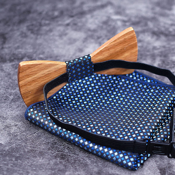 Set di 3 papillon in legno con motivo a alce natalizio da uomo