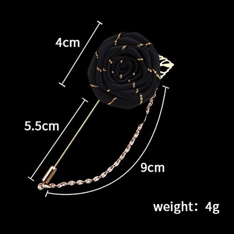 Spilla a catena con camelia floreale da uomo