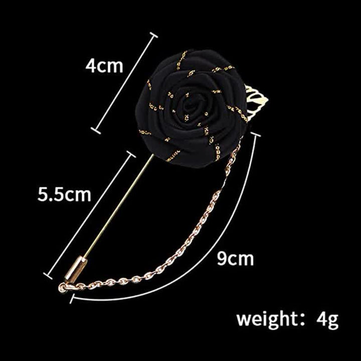 Spilla a catena con camelia floreale da uomo