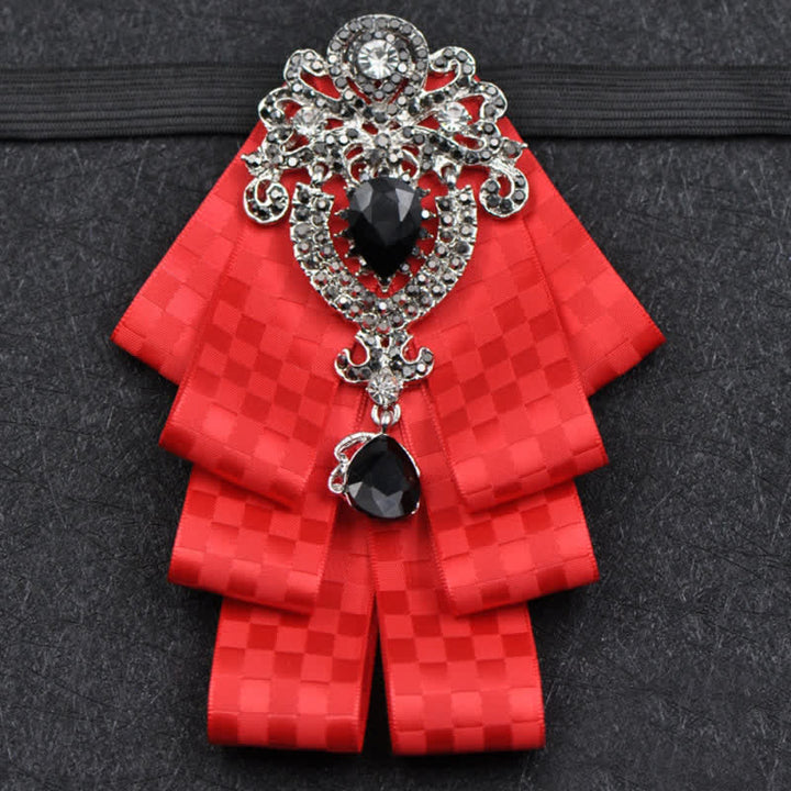 Set di 3 papillon con strass neri a quadri