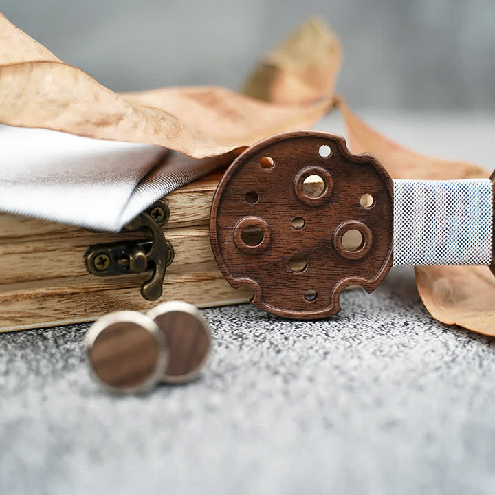 Set di 3 papillon in legno a cerchio cavo da uomo