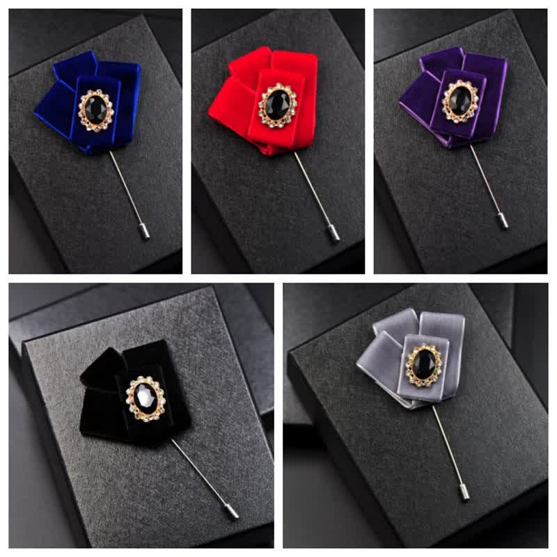 Set 2 pezzi Royal Strass Spilla Velluto Papillon