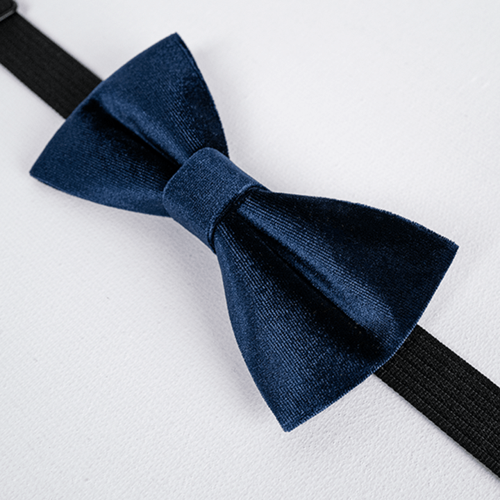 Papillon da uomo in velluto blu navy tinta unita