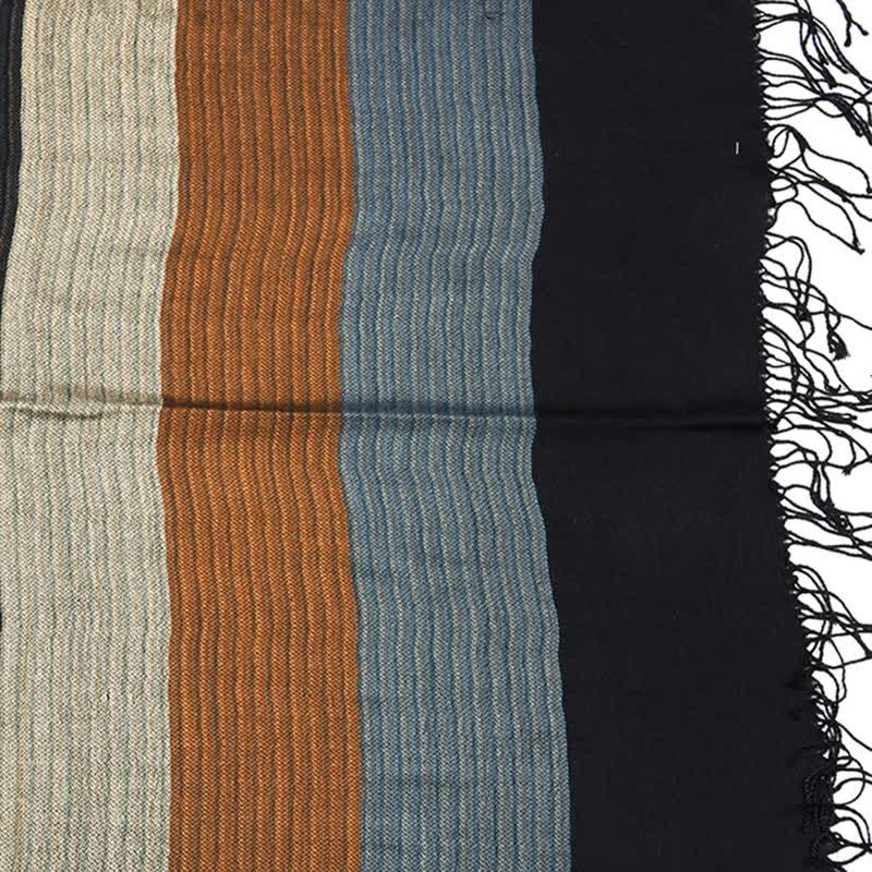 Sciarpa classica a righe con nappe bifacciali da uomo