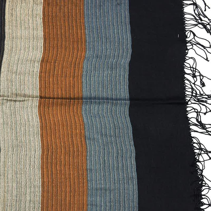 Sciarpa classica a righe con nappe bifacciali da uomo