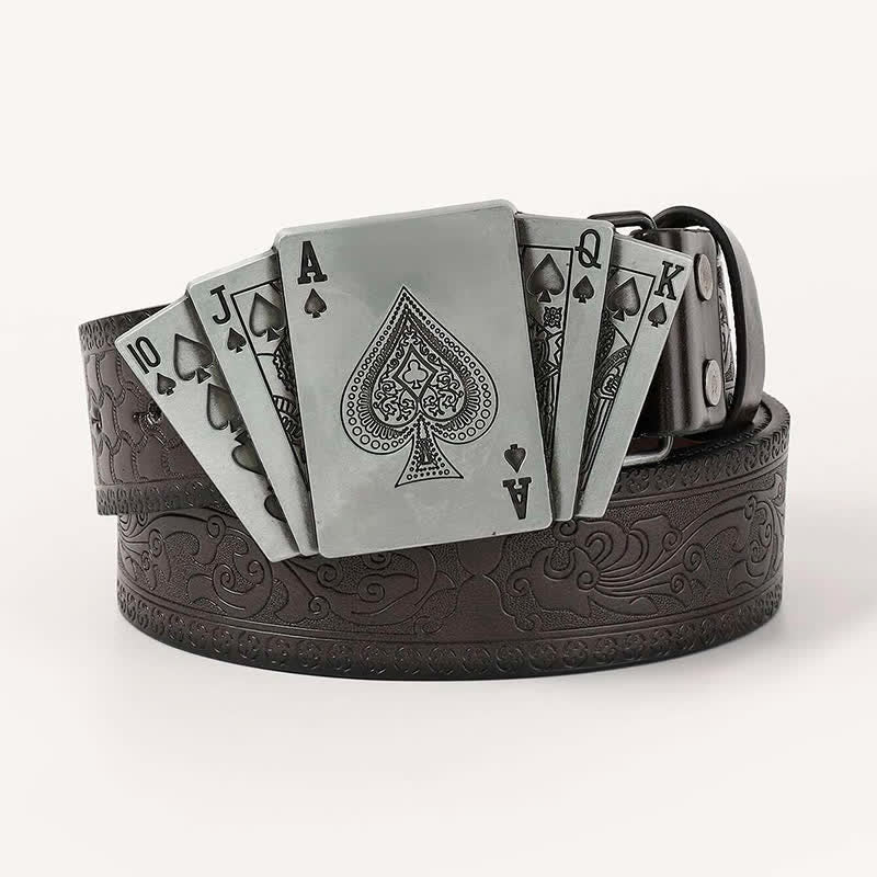 Cintura in pelle da gioco per uomo con carte da gioco e poker