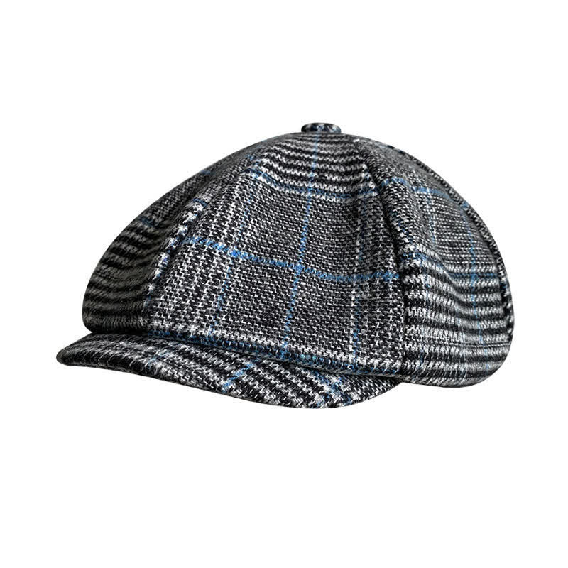 Berretto basco ottagonale grigio e blu Newsboy