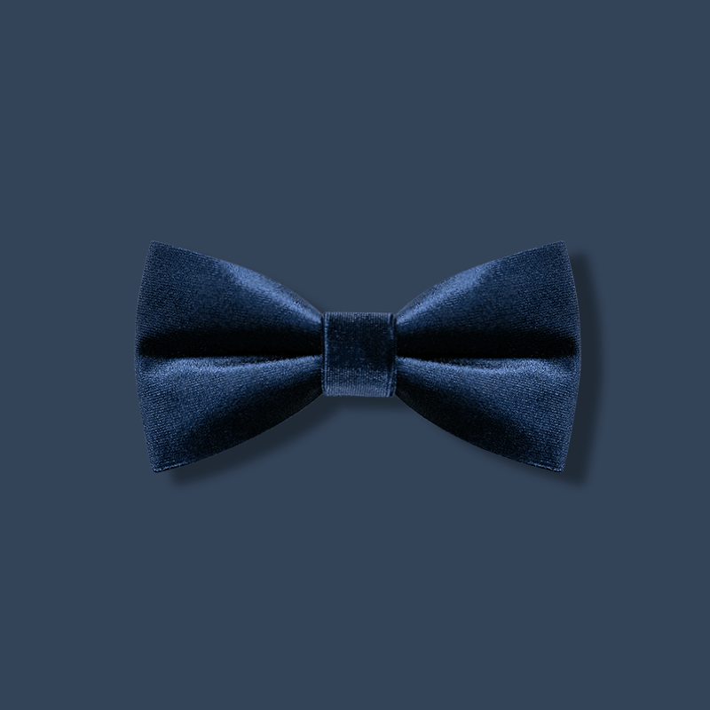 Papillon da uomo in velluto blu navy tinta unita