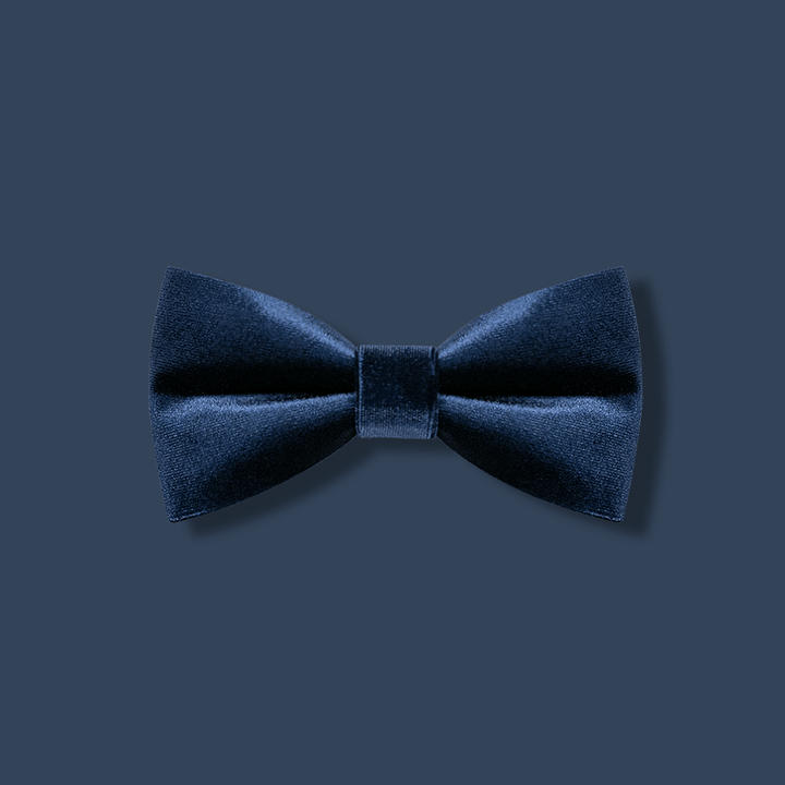 Papillon da uomo in velluto blu navy tinta unita