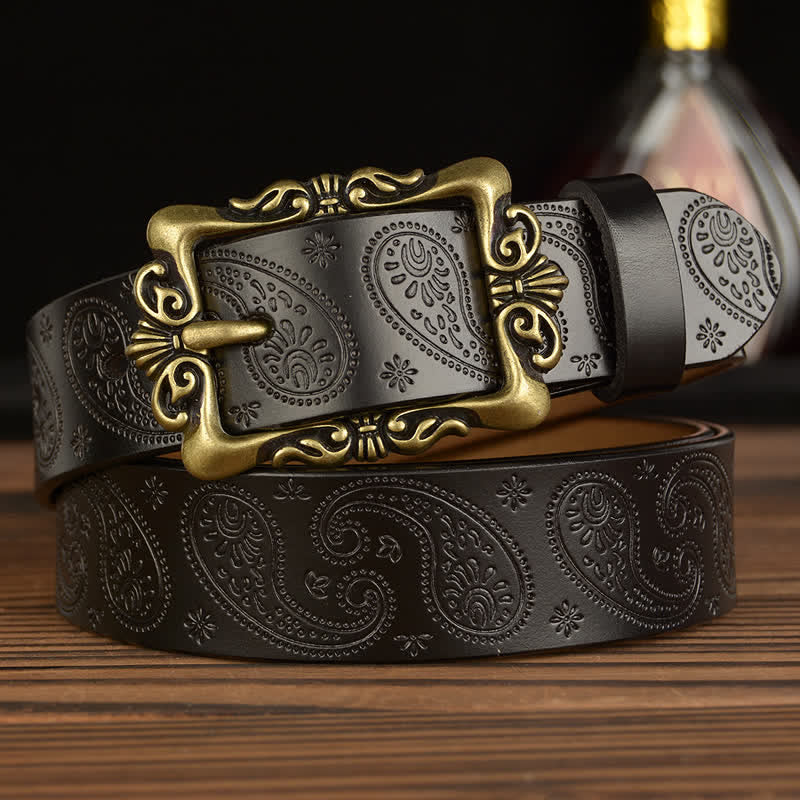 Cintura decorativa in pelle floreale retrò da donna