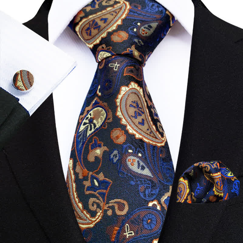 Set di 3 cravatte da uomo Enchantment Navy Paisley