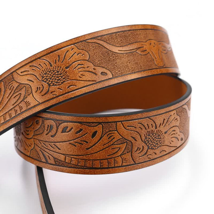 Cintura da uomo in pelle di toro turchese da cowboy western