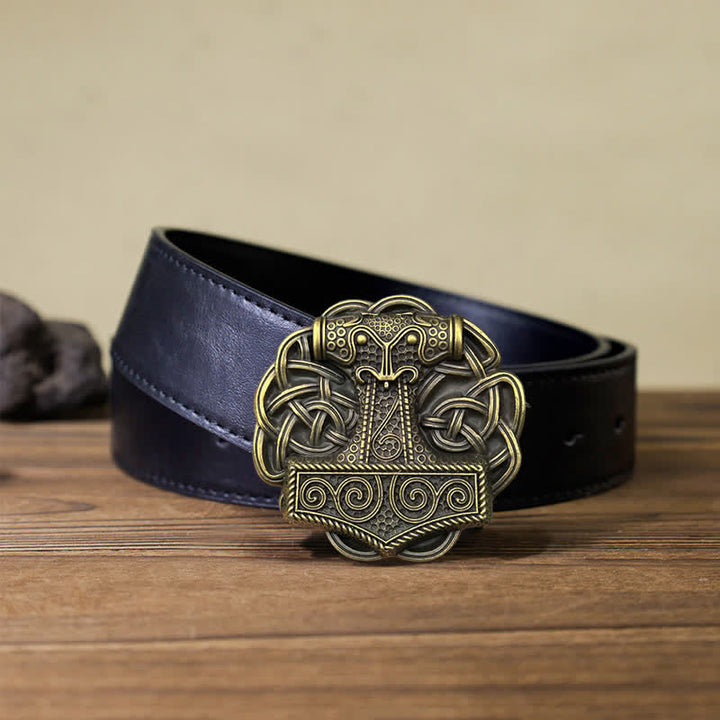 Cintura in pelle fai da te da uomo con fibbia a forma di martello di Thor vichingo
