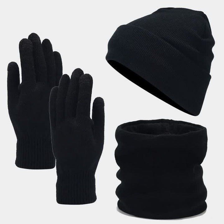 Set 3 pezzi unisex caldo berretto sciarpa guanti