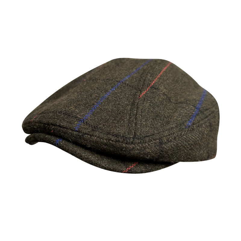 Berretto basco vintage a strisce blu-arancio oliva