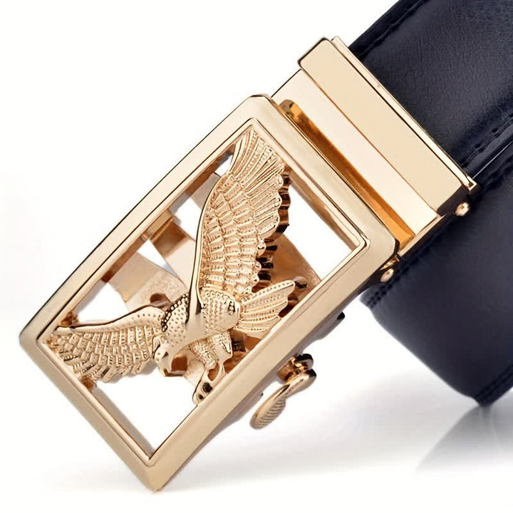 Cintura in pelle con decorazione aquila volante Hollow Hawk da uomo