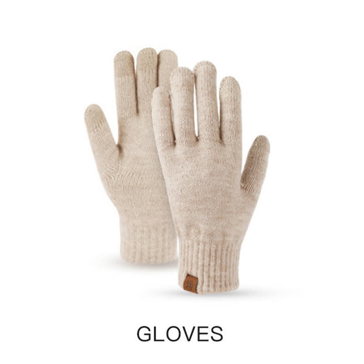 Set 3 pezzi da donna pompon cappello sciarpa guanti touchscreen set