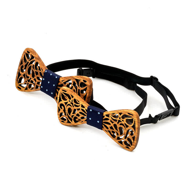 2 pezzi papillon in legno cavo genitore-figlio da uomo