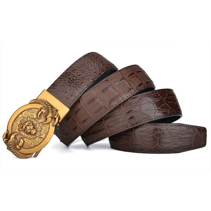 Cintura automatica in pelle con motivo coccodrillo Savage Lion da uomo