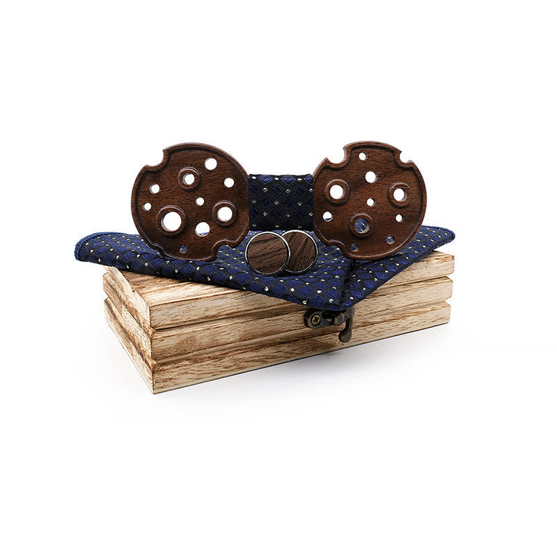 Set di 3 papillon in legno a cerchio cavo da uomo