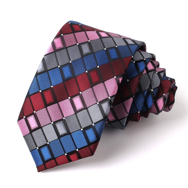 Cravatta a quadri quadrati con toppa colorata da uomo